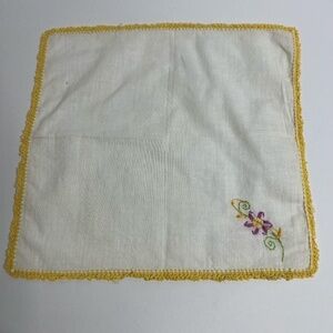 Vintage‎ Handkerchief Yellow Border Floral
